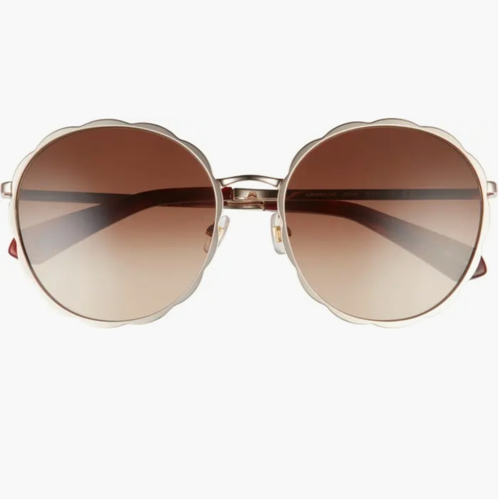 Cannes 57mm Gradient Round Sunglasses in Gold/Brown